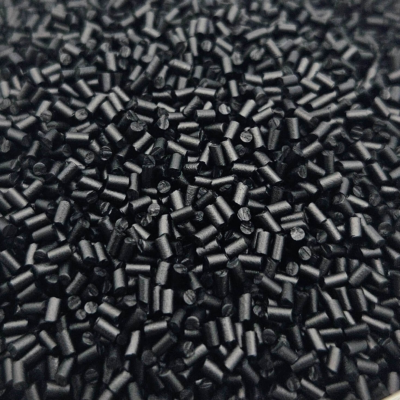 A close-up of PP Glass Fiber Pellets, a high-strength reinforced raw material for industrial 3D printing.